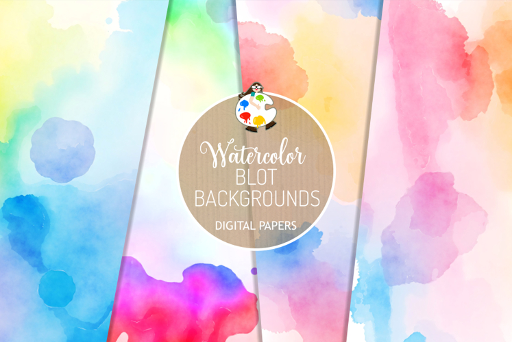Watercolor Blot Backgrounds - Digital Paper Textures
