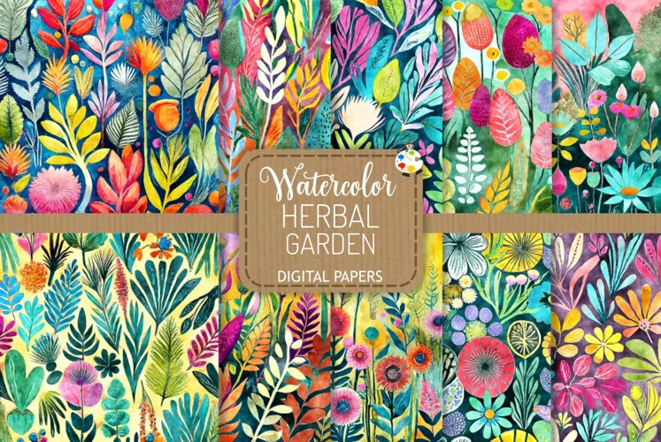 Herbal Garden - Shabby Chic Watercolor Patterns