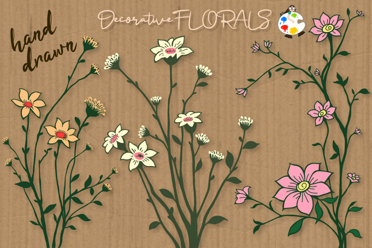 Hand Drawn SVG Decorative Floral Elements