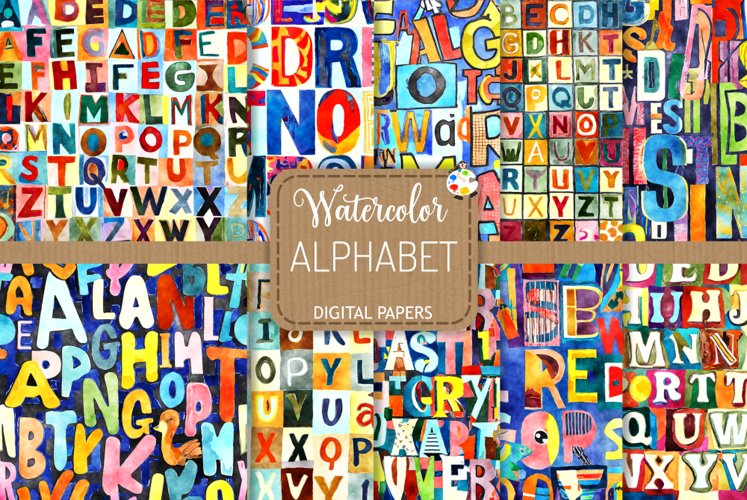 Alphabet - Watercolor Digital Typography Patterns example image 1