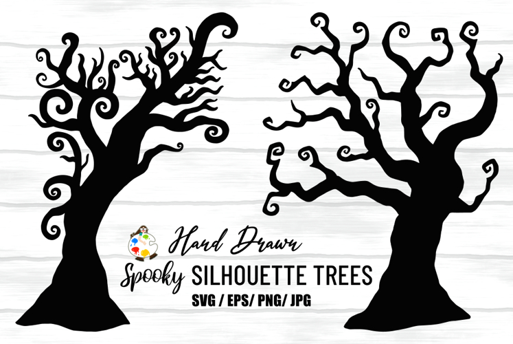 Spooky Silhouette Trees - SVG Vector Clipart Design Elements