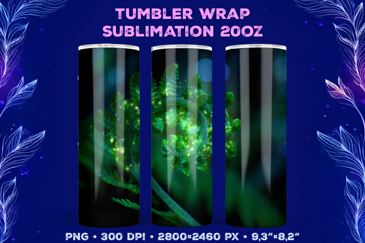 Tumbler Wrap Sublimation Design with Mystic Botanical Glow