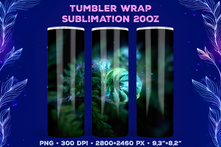 Tumbler Wrap Sublimation Design with Mystic Botanical Glow