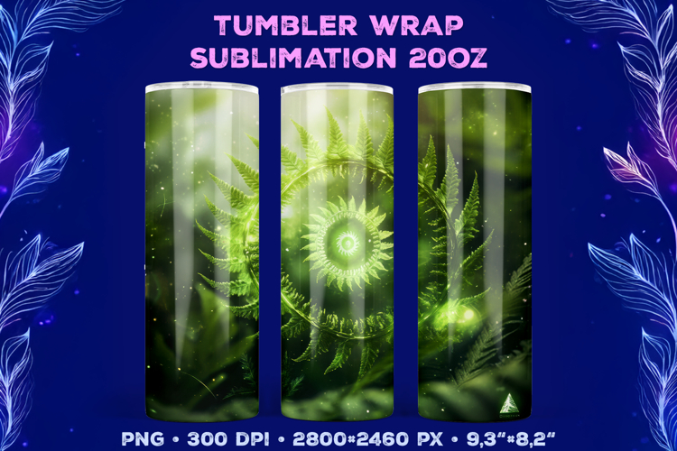 Tumbler Wrap Sublimation Design with Mystic Botanical Glow