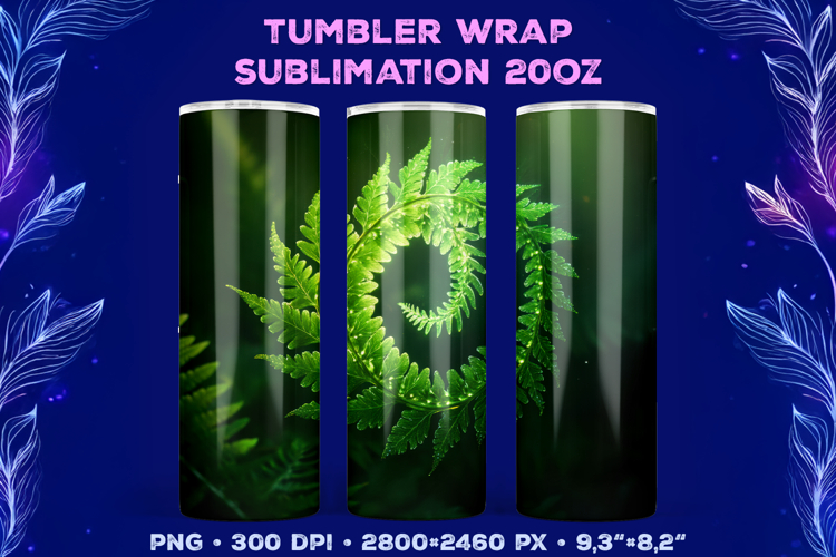 Tumbler Wrap Sublimation Design with Mystic Botanical Glow