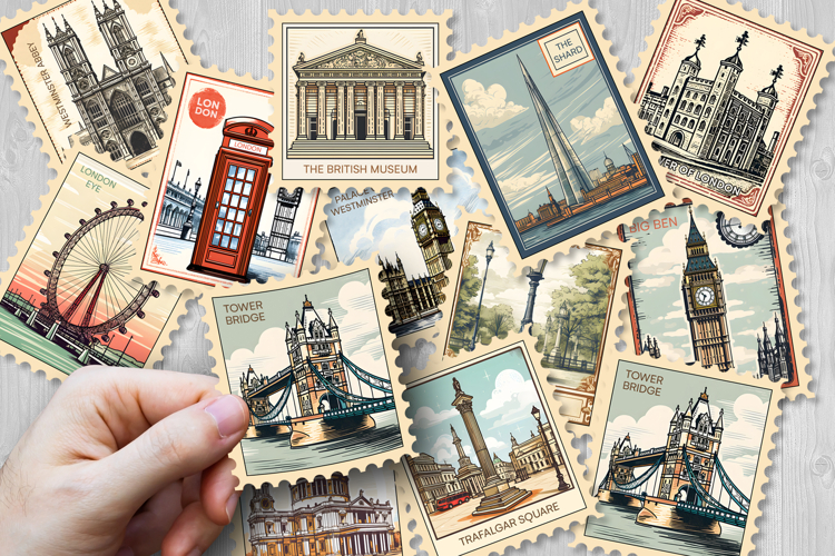 London Travel Landmark Stamp Stickers