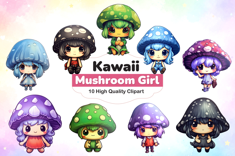 Cute Kawaii Mushroom Girl Clipart
