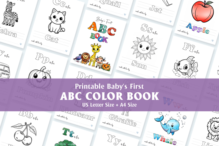 ABC Alphabet Baby Shower Coloring Book