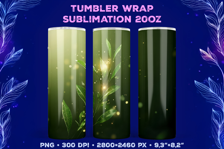Tumbler Wrap Sublimation Design with Mystic Botanical Glow