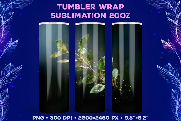 Tumbler Wrap Sublimation Design with Mystic Botanical Glow