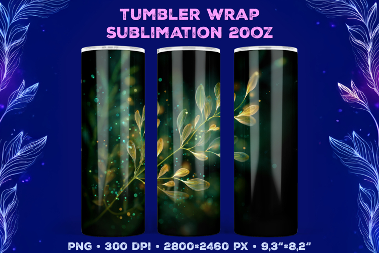 Tumbler Wrap Sublimation Design with Mystic Botanical Glow