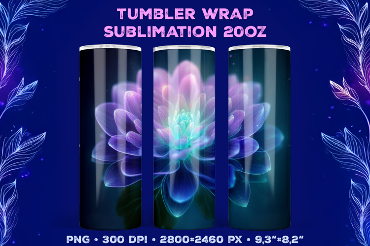 Tumbler Wrap Sublimation Design with Mystic Botanical Glow