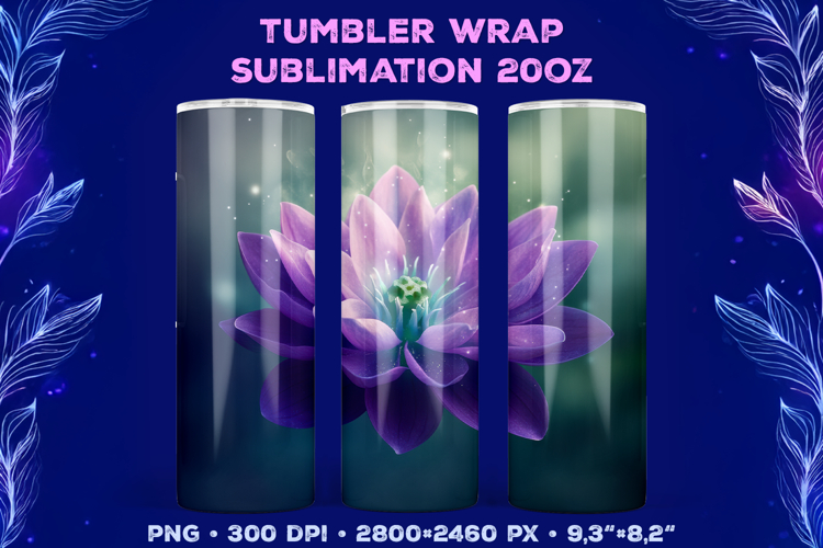 Tumbler Wrap Sublimation Design with Mystic Botanical Glow