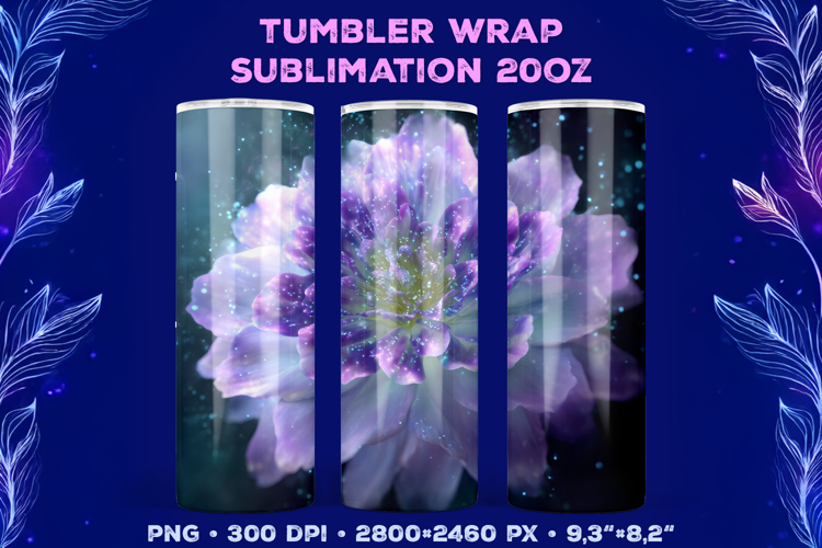 Tumbler Wrap Sublimation Design with Mystic Botanical Glow