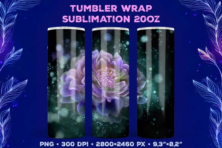 Tumbler Wrap Sublimation Design with Mystic Botanical Glow