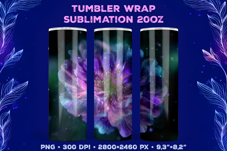 Tumbler Wrap Sublimation Design with Mystic Botanical Glow