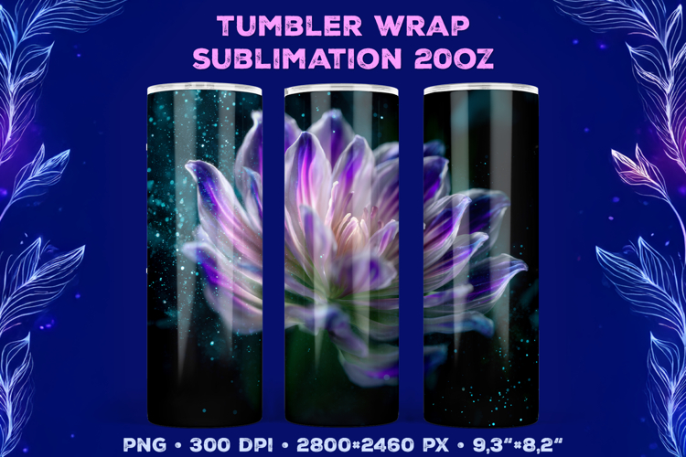Tumbler Wrap Sublimation Design with Mystic Botanical Glow