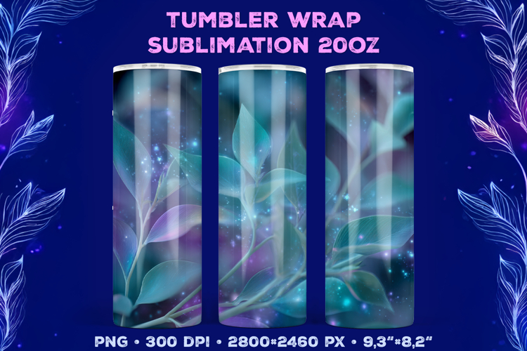 Tumbler Wrap Sublimation Design with Mystic Botanical Glow