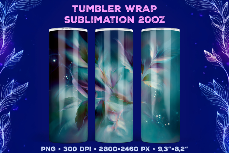 Tumbler Wrap Sublimation Design with Mystic Botanical Glow