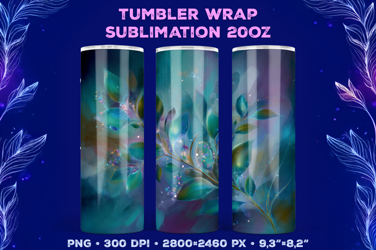 Tumbler Wrap Sublimation Design with Mystic Botanical Glow