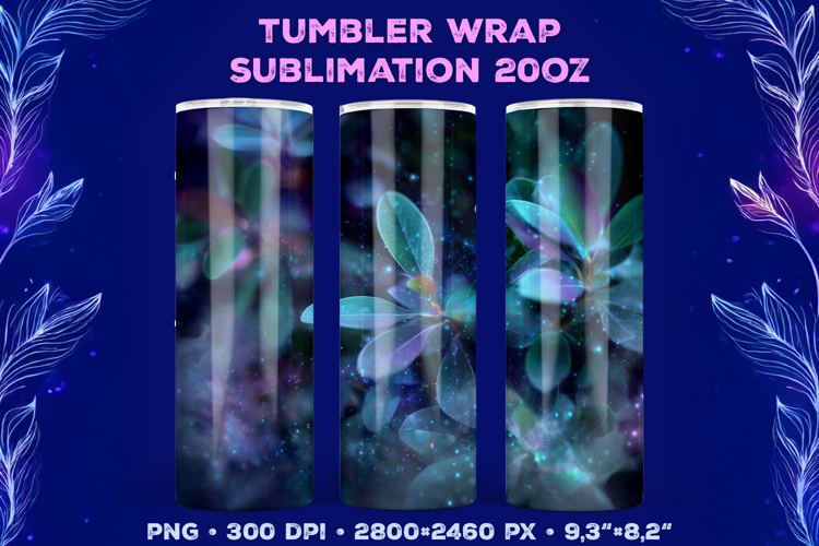 Tumbler Wrap Sublimation Design with Mystic Botanical Glow
