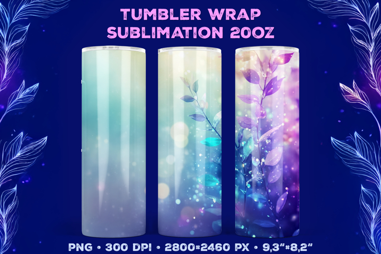 Tumbler Wrap Sublimation Design with Mystic Botanical Glow