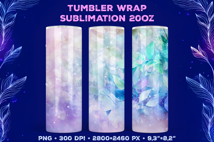 Tumbler Wrap Sublimation Design with Mystic Botanical Glow