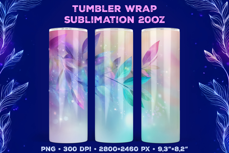 Tumbler Wrap Sublimation Design with Mystic Botanical Glow