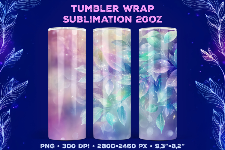 Tumbler Wrap Sublimation Design with Mystic Botanical Glow