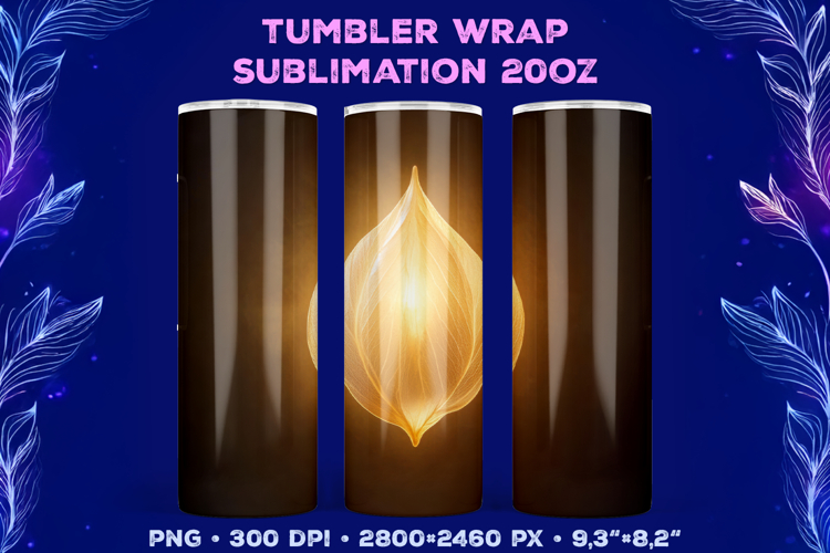 Tumbler Wrap Sublimation Design with Mystic Botanical Glow