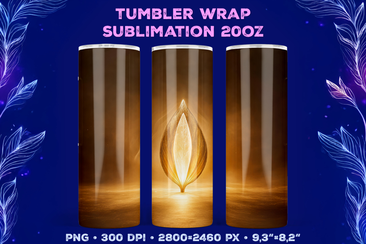 Tumbler Wrap Sublimation Design with Mystic Botanical Glow
