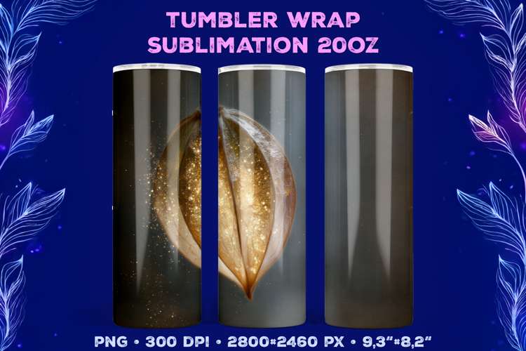 Tumbler Wrap Sublimation Design with Mystic Botanical Glow