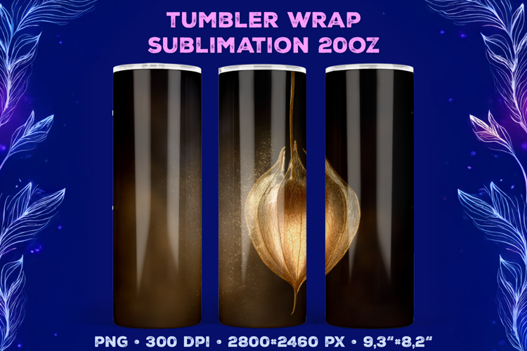 Tumbler Wrap Sublimation Design with Mystic Botanical Glow