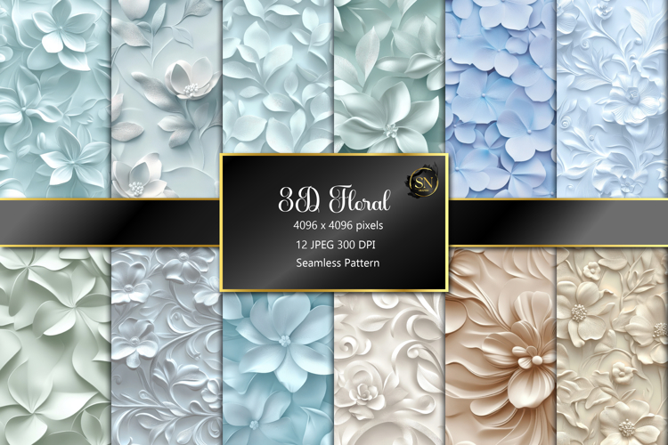 3D Flower Seamless Pattern Backgrounds