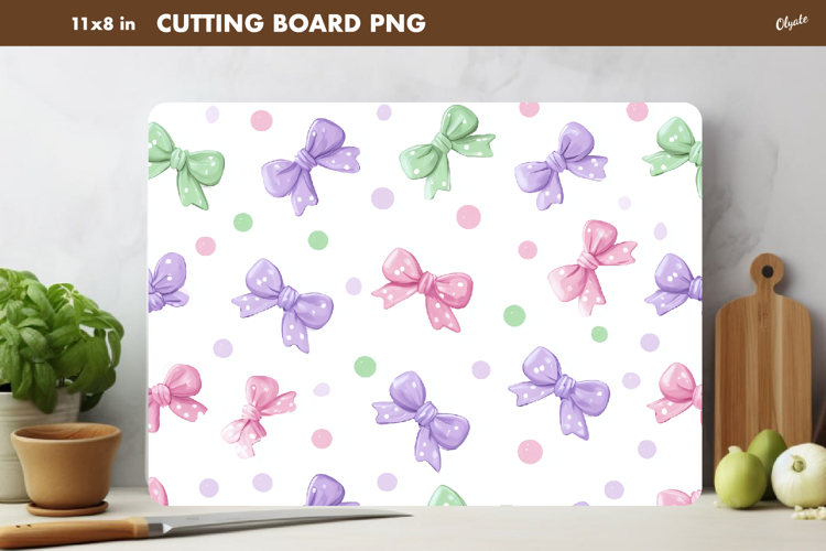 Bow Pastel Colors Cutting Board Sublimation PNG