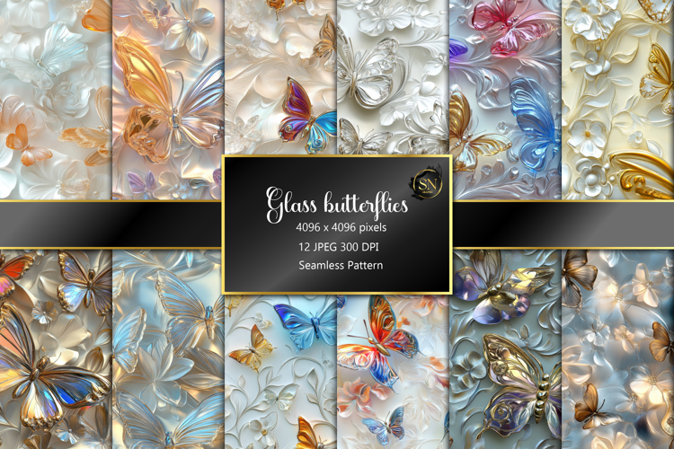 Glass butterflies 12 JPG Seamless pattern