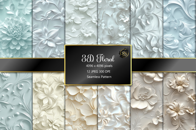 3D Flower Seamless Pattern Backgrounds example image 1