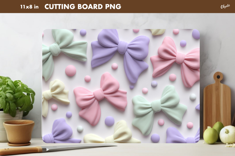 Bow Pastel Colors Cutting Board Sublimation PNG