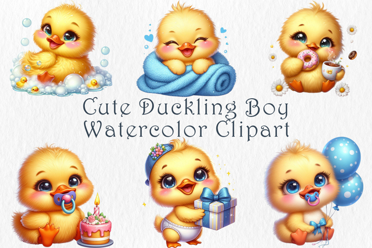 Cute Baby Duckling Boy Clipart, 33 PNG