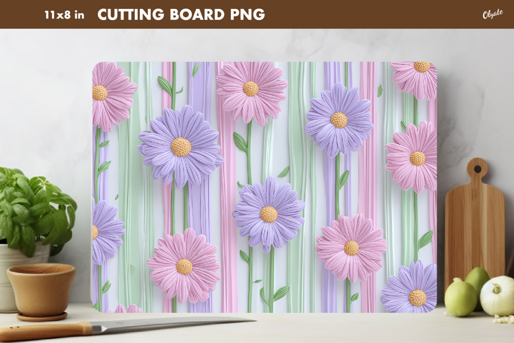Spring Flowers Cutting Board Sublimation PNG