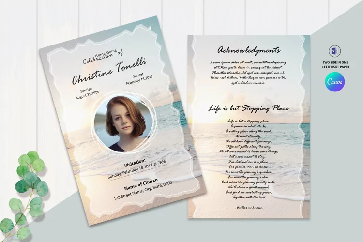 Funeral Prayer Card Template