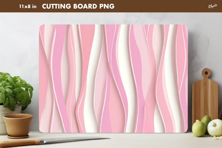 Abstract Pink Striped Cutting Board Sublimation PNG