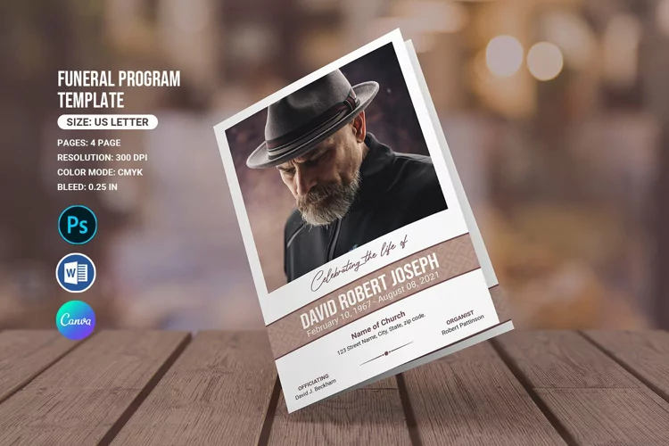 Funeral Program Template, Word, Photoshop and Canva Template