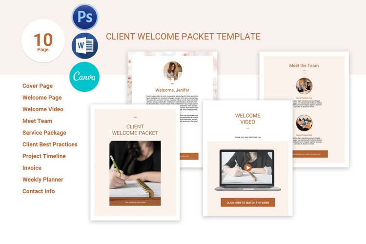 Client Welcome Packet Template, Canva, Word, Photoshop example image 1