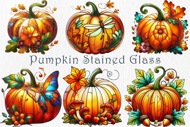 Pumpkin Stained Glass Clipart 25 png