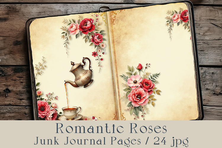 Romantic Roses Junk Journal Pages, 24 jpg