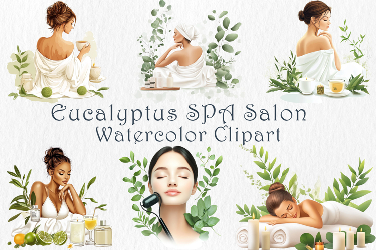 Eucalyptus Spa Salon Clipart, 15 PNG