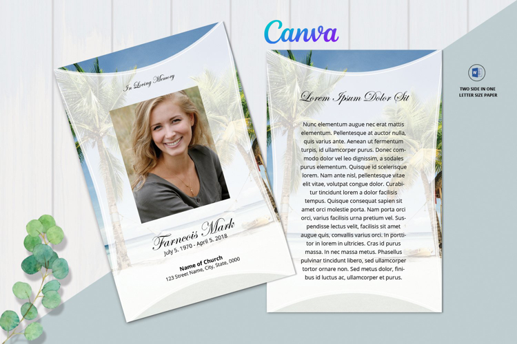 Printable Funeral Prayer Card
