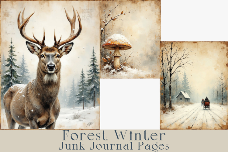 Forest Winter Junk Journal Pages. 12 jpg