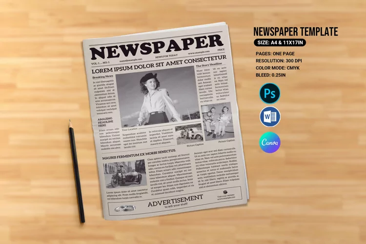 Newspaper Template. Word , Psd and Canva